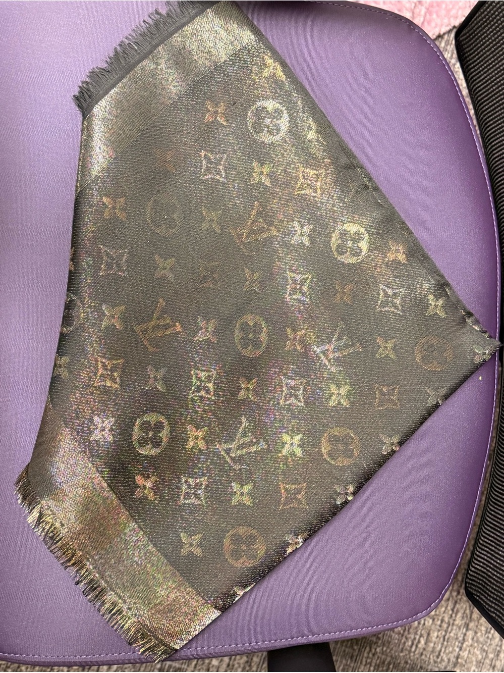 Luxury Black Iridescent Monogram Scarf